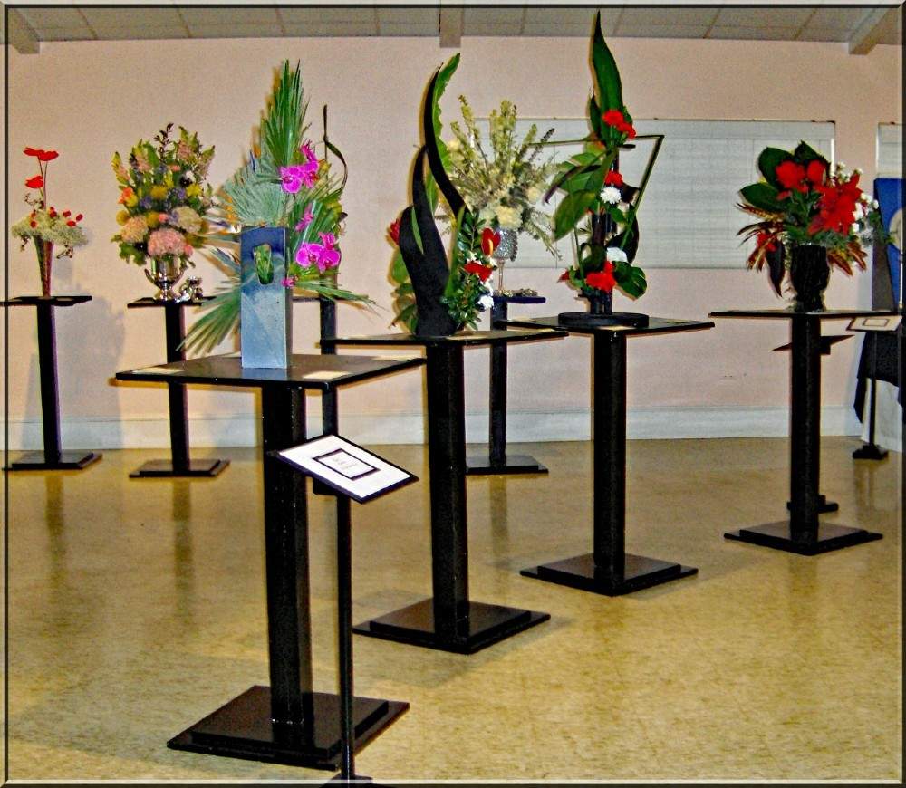 Flowers on table top stands