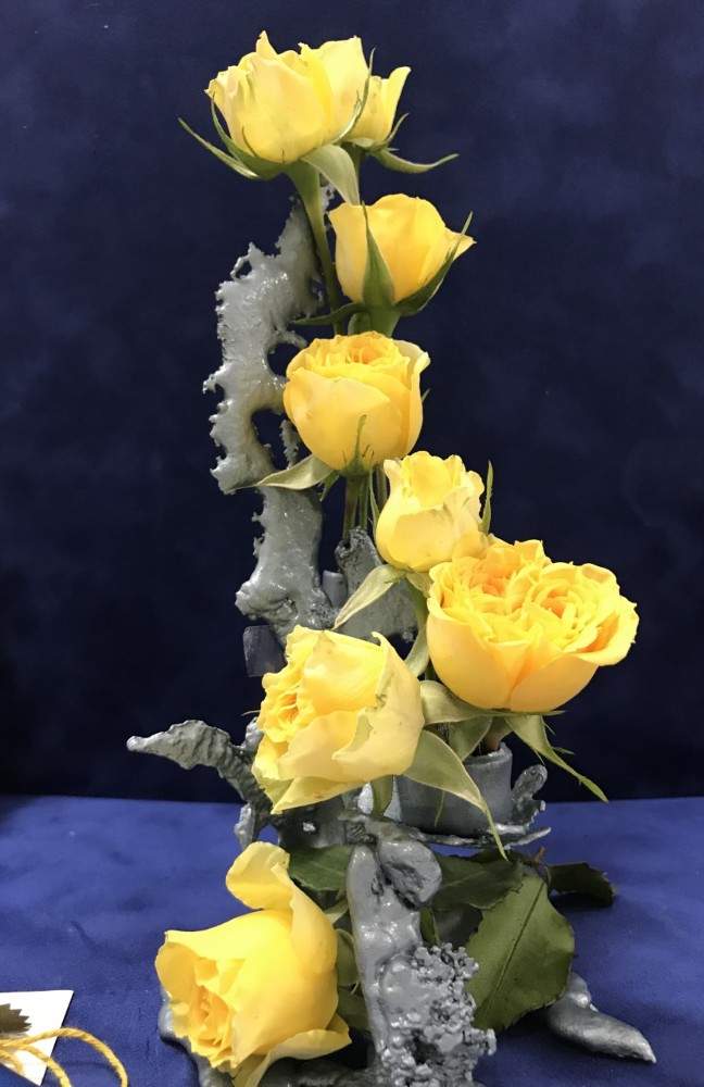 Yellow roses with blue background